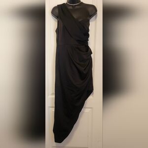 DO+BE Black One-Shoulder Draped Asymmetric Cocktail Dress Size Large NWT